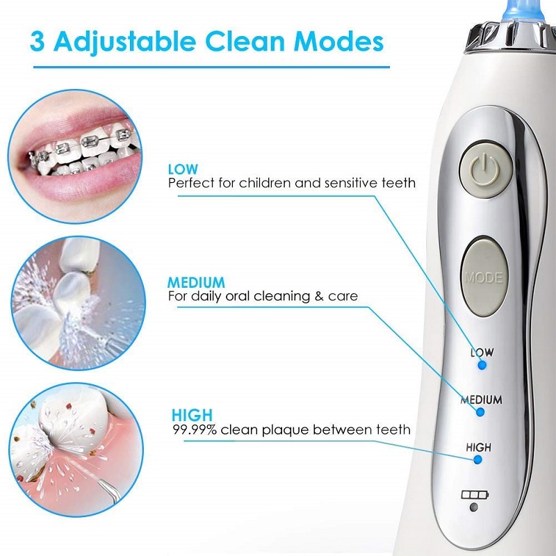 H2ofloss Water Flosser Professional безжичен зъбен орален иригатор - преносим и зареждащ се IPX7 водоустойчив воден конденз за почистване на зъби, 300ml резервоар за дома и пътуване (HF-5)