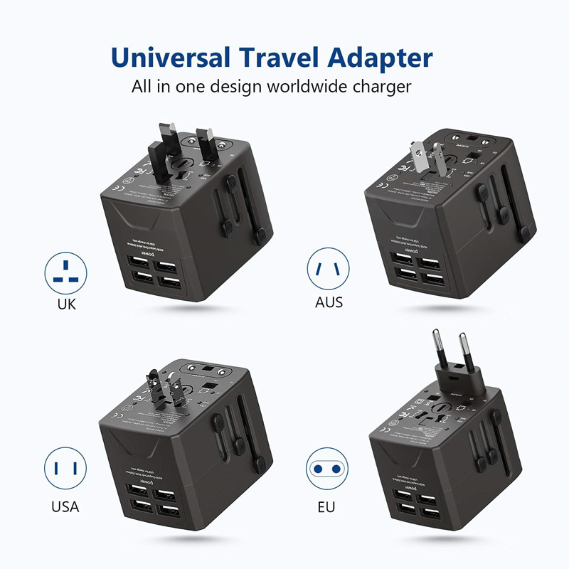 RRRTRAVEL Power Plug Adapter - International Travel - 4 USB Ports for 150+ Lates - 220 Volt Adapter - Travel Type C Type A Type G I f UK EU Europe (4 USB Travel Adapter)