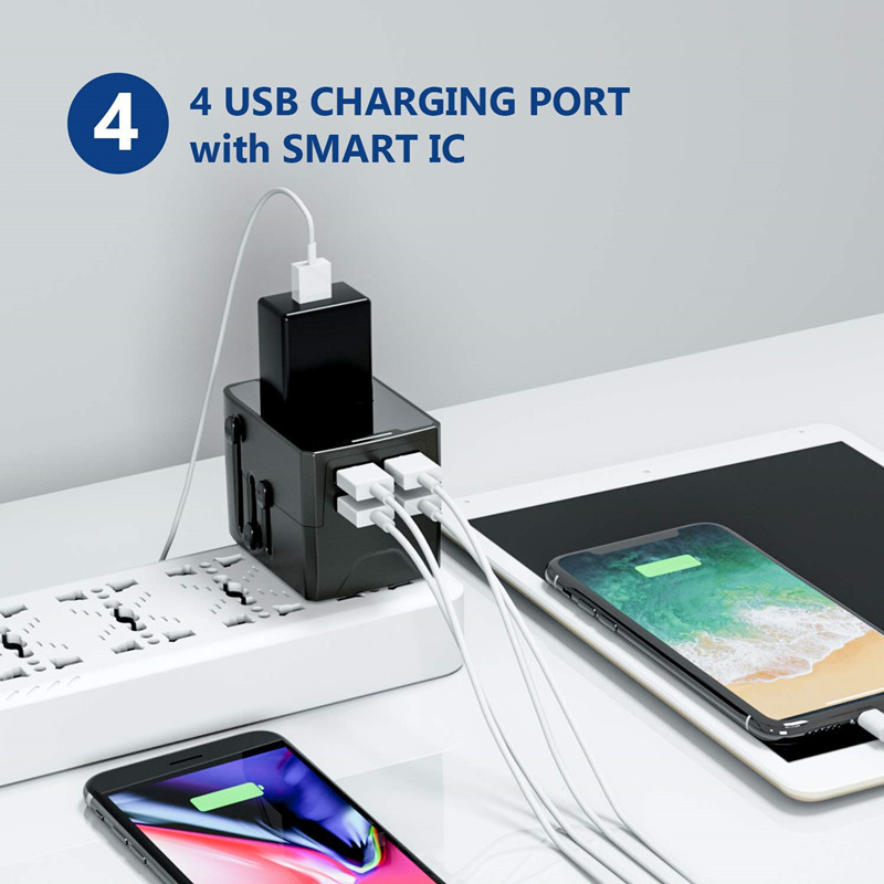 RRRTRAVEL Power Plug Adapter - International Travel - 4 USB Ports for 150+ Lates - 220 Volt Adapter - Travel Type C Type A Type G I f UK EU Europe (4 USB Travel Adapter)