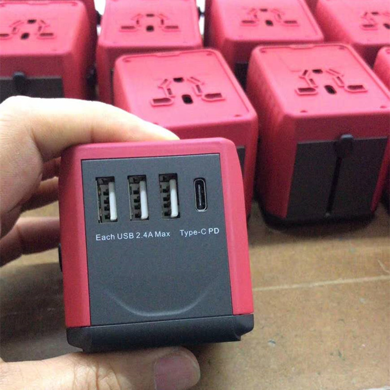 Максимална мощност 1920W и 30W (3USB и 1Type C) Супер бързо зареждане Universal Universal Adapter за пътуване в световен мащаб Универсален адаптер за стена с PD и Quick Charge 3.0 за САЩ EU UK AUS (Пакетът може да варира)
