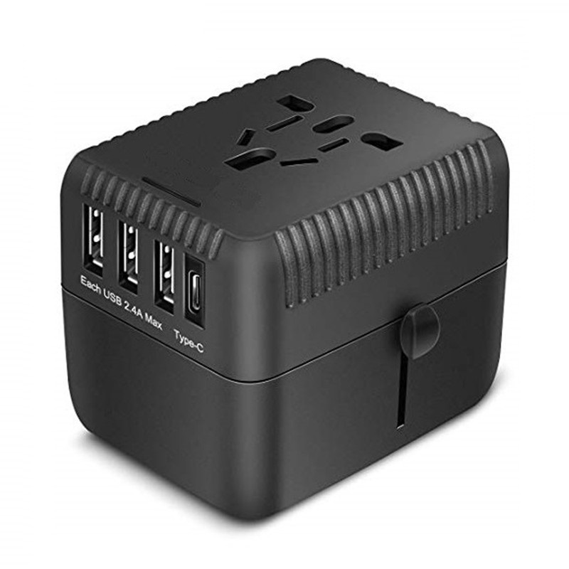 RRRTRAVEL Universal Travel Adapter, All in One International Power Adapter with 3 USB +1 Type-C Charging Ports, European Plug Adapter, AC Outlet Plug Adapter for European, US, UK, AU 160+