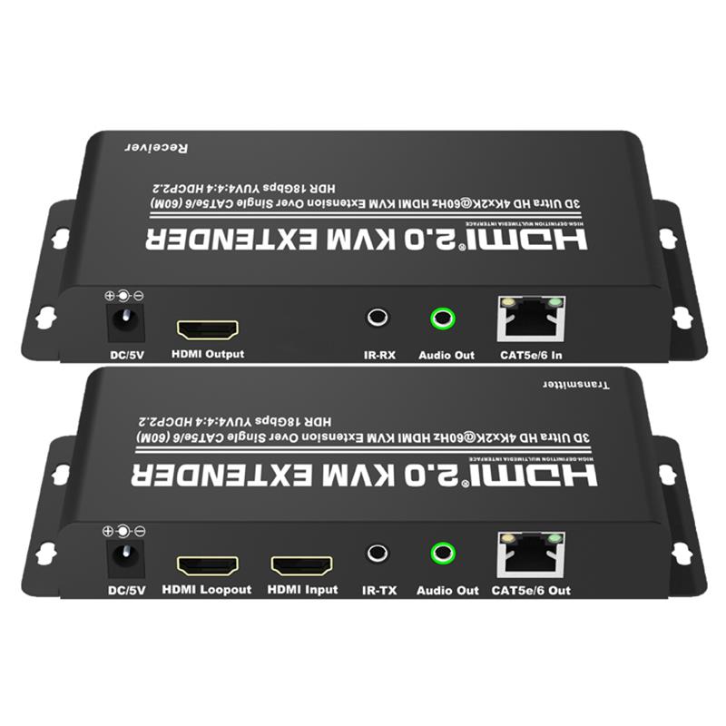 HDMI 2.0 KVM Extender 60m над Single CAT5e / 6 Поддръжка Ultra HD 4Kx2K @ 60Hz HDCP2.2