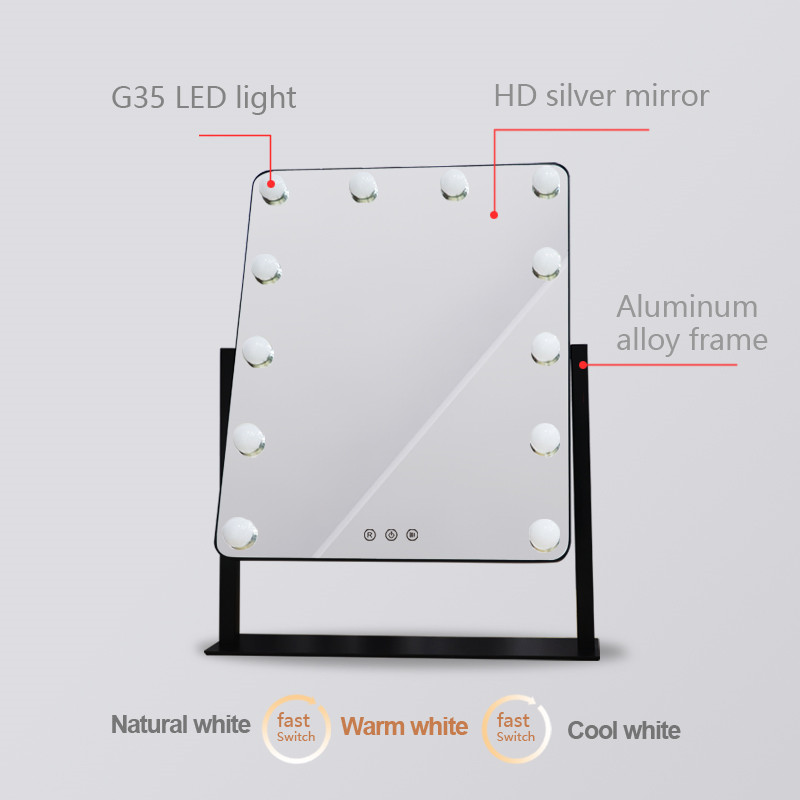 Amazon Best Sale Hollywood Vality LED Bulb Mirror Desktop Lighted Makeup Mirror