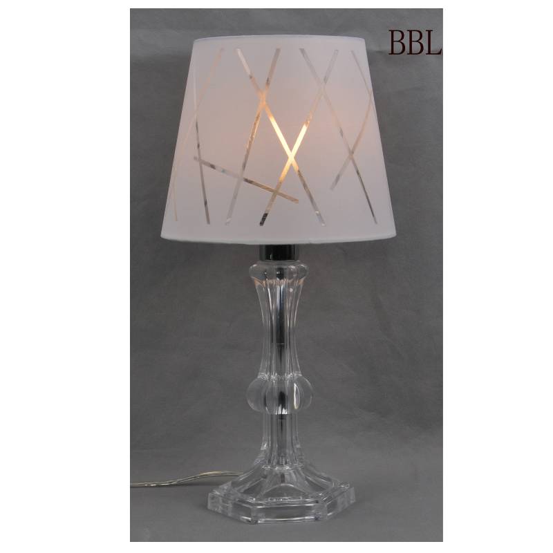 Таблова лампа с цвят на тъкан и прозрачна акрилна каросерия