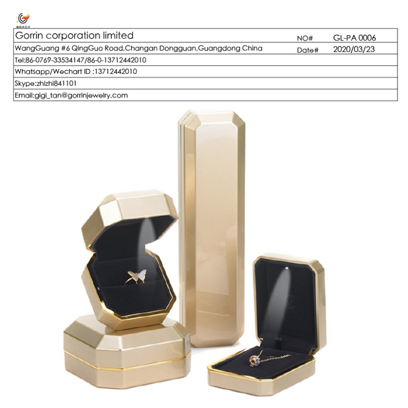 FL-PA0006 пластмасова кутия за бижута с LED светлини