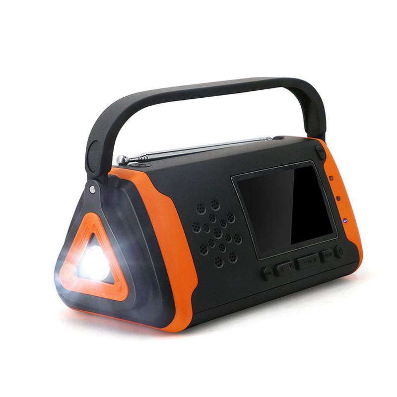 LCD цифрово радио за спешни метеорологични условия, Solar Hand Crank AM / FM NOAA радио със светодиодно фенерче, AUX-в музикален плейър, 4000mAh банка за зарядно за мобилен телефон и SOS аларма