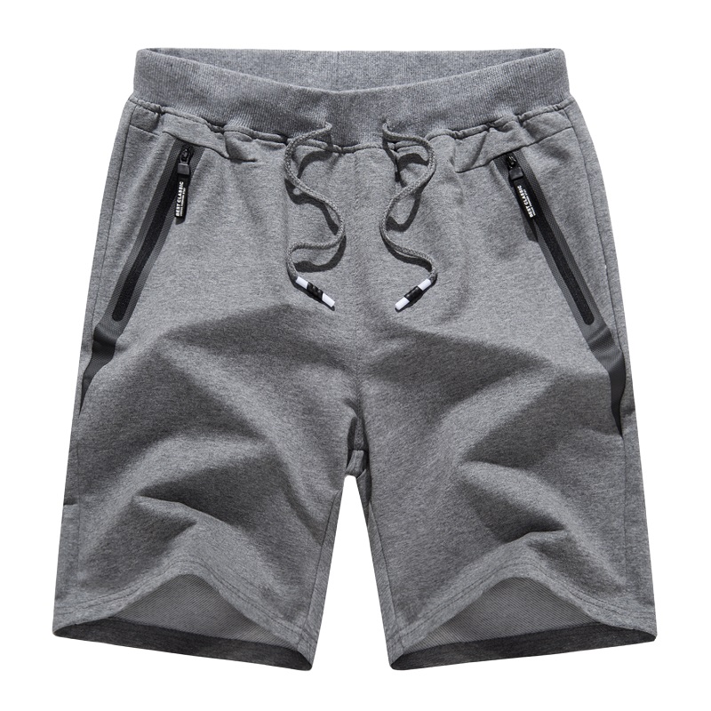 Мъжки памук Joggers Casual Workout Shorts Running Shorts with Zipper Pockets Loose Leg Down Activewear