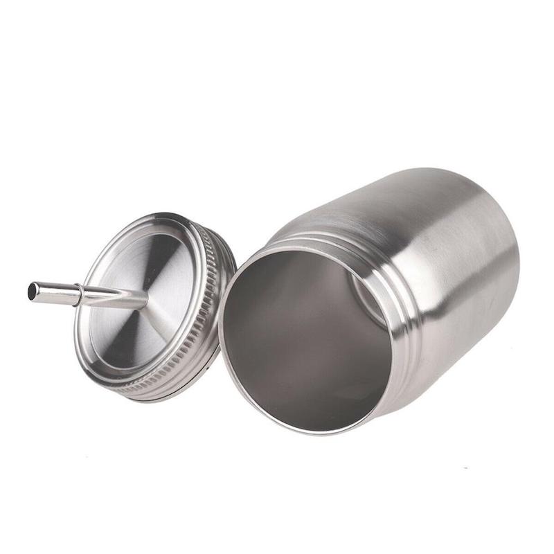 500ml многослоен буркан от неръждаема стомана със сламен вакуум, изолиран барабан с непропускливи сламени капаци