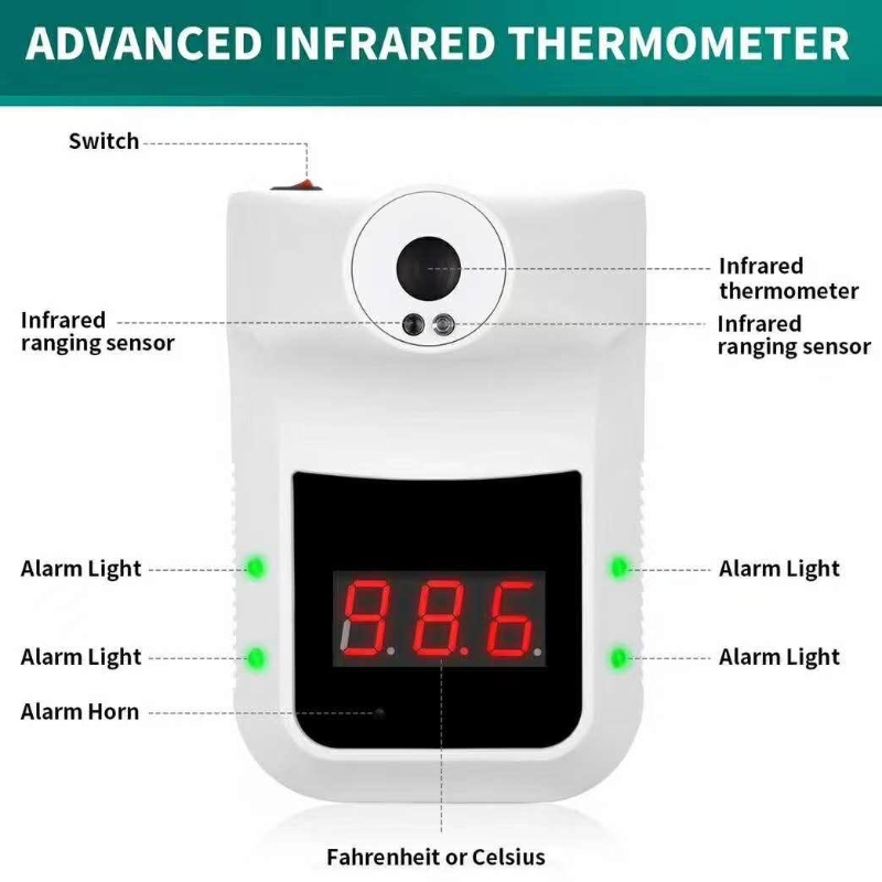 2020 Нови продукти, монтиран на стенен инфрачервен термометър за човешкото тяло