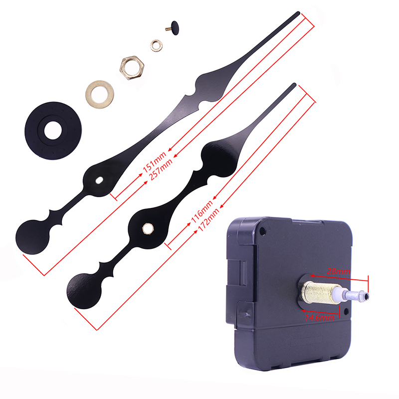 HR1688 23 мм кварцов черен часовник движение и големи ръце на часовника