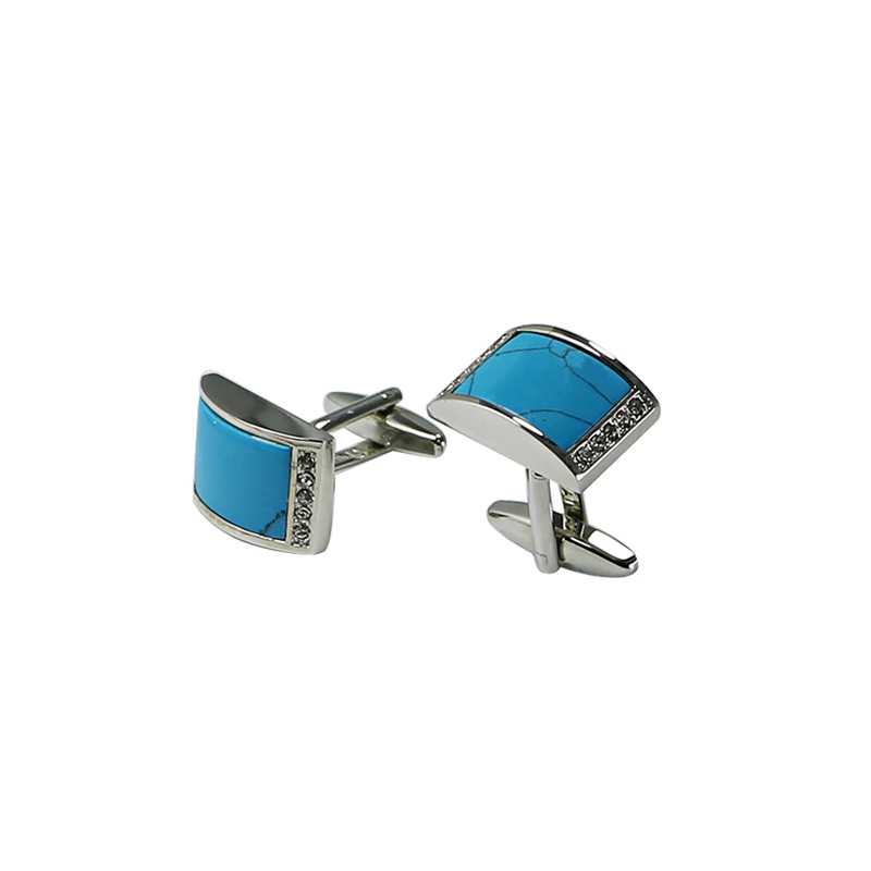 Тюркоазен & Crystal Domed Rectle Cutom Cuff Links