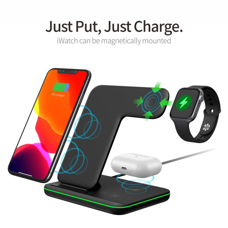 3in1 безжично зарядно устройство, съвместимо за iPhone iWatch