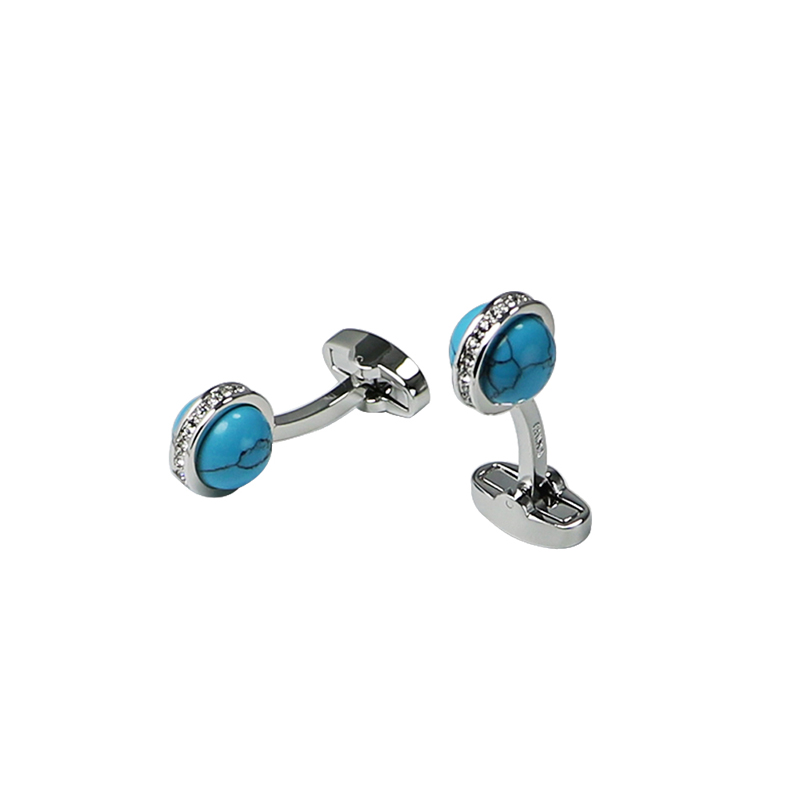 Crystal& Turqueise Ball Shirts Cuff Links