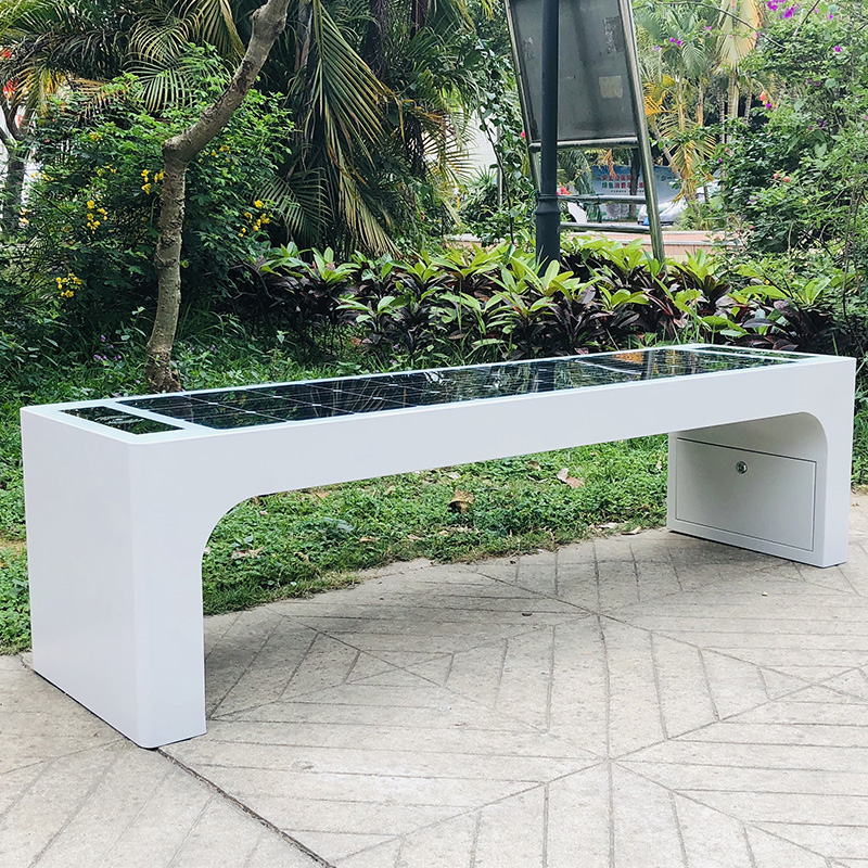 Best Design White Color Solar Power Mobile Зареждане WiFi Hotpot Smart Garden Bench