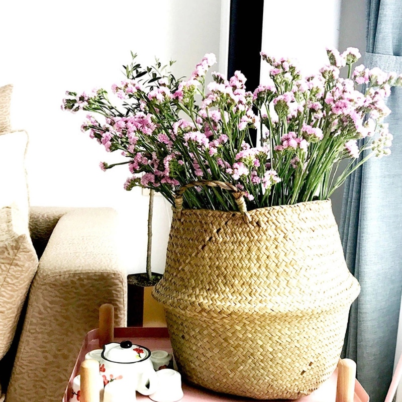 Изтъкана кошница за корема Seagrass за поставка за панталони с цветни саксии