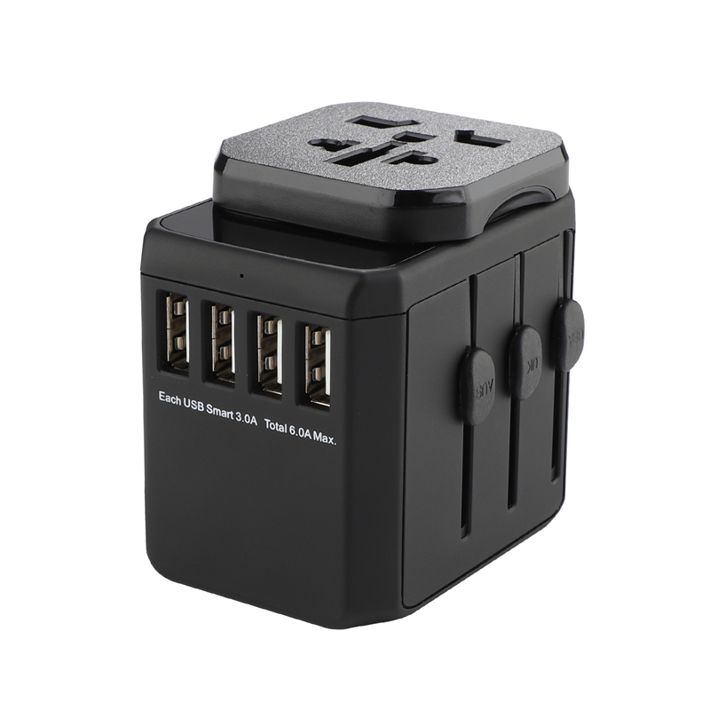 Grounding110V-240V световна щепсела универсална 4 USB порт 5V/6A стандартен многофункционален пътнически адаптер