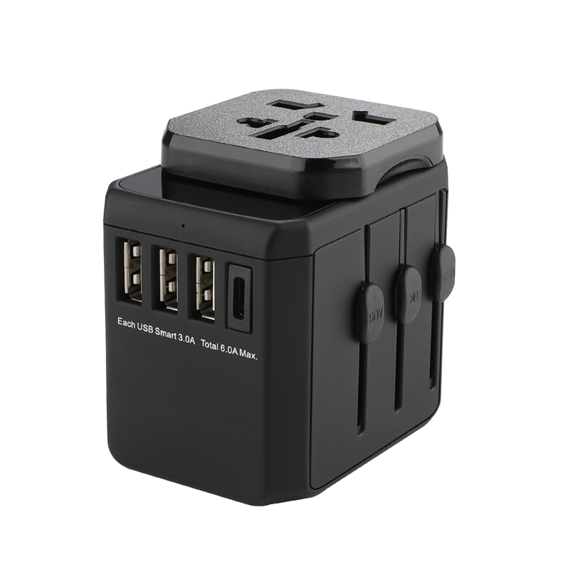 Универсален щепсел по целия свят универсален 3 USB + Type C стандартен заземяващ многофункционален адаптер за пътуване