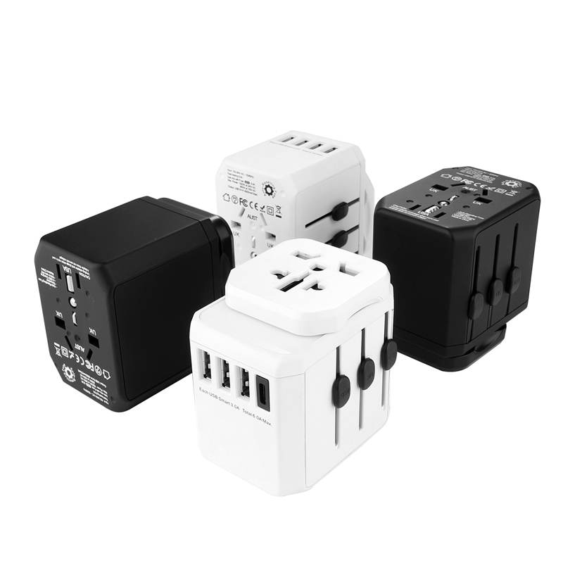 Универсален щепсел по целия свят универсален 3 USB + Type C стандартен заземяващ многофункционален адаптер за пътуване