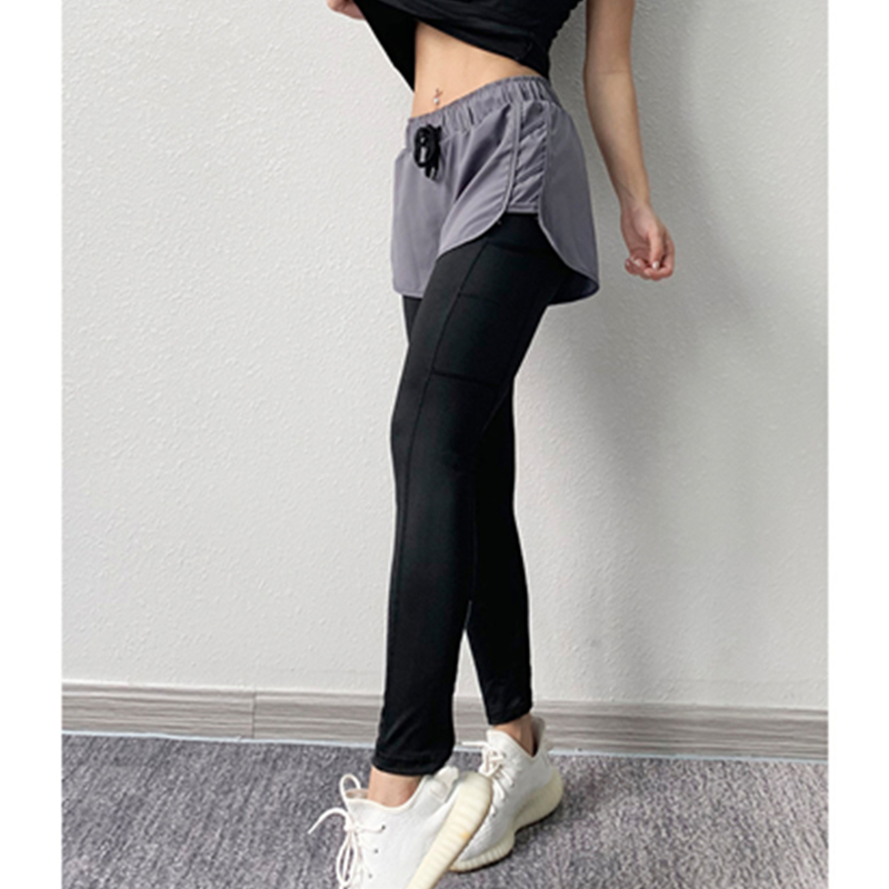 Дамски модни упражнения Фалшиви фитнес панталони от две части йога тенис дъна