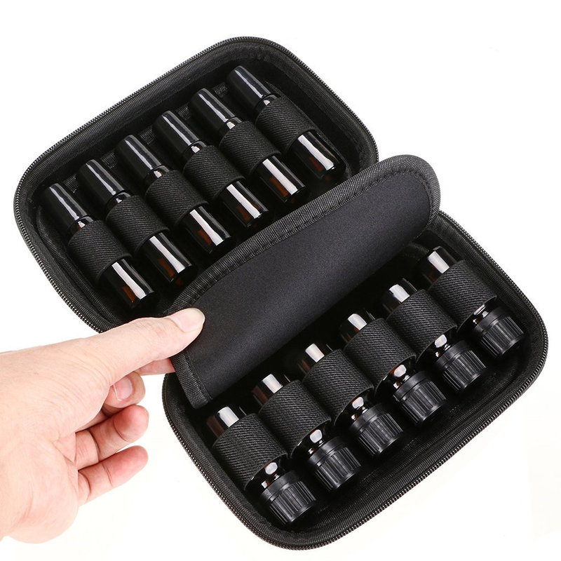 12 решетка етерично масло чанта етерично масло бутилка за съхранение цип преносима етерично масло кутия за съхранение