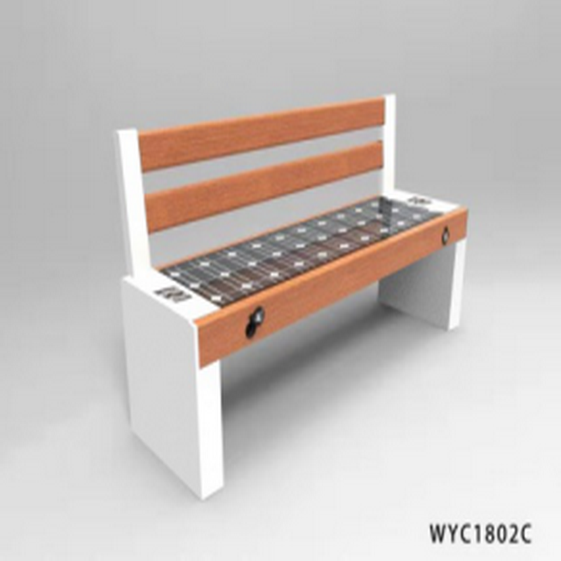 Big Format WPC Wood галванизиран Steel Smart Voice Solar Bench