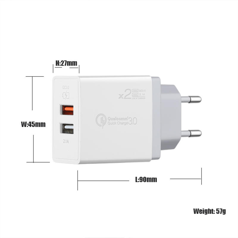 EU/US/UK PD 18W + 5V 2.4A 2 порт USB C Fast Charger универсално мулти пътнически зарядно устройство