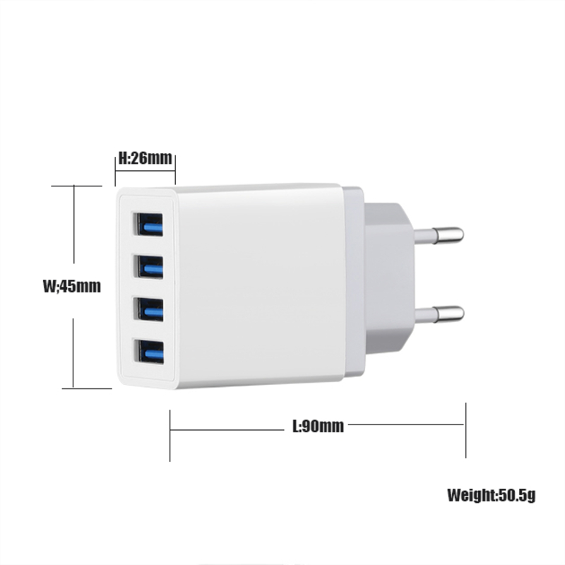 4 порта USB адаптер за зарядно за стена за пътуване Бързо зарядно за мобилни телефони многопортови usb зарядни устройства