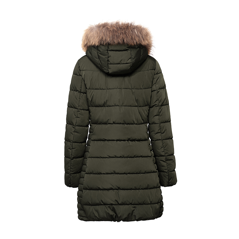 дамско топло палто с подвижна качулка и яке от естествена кожа / пух