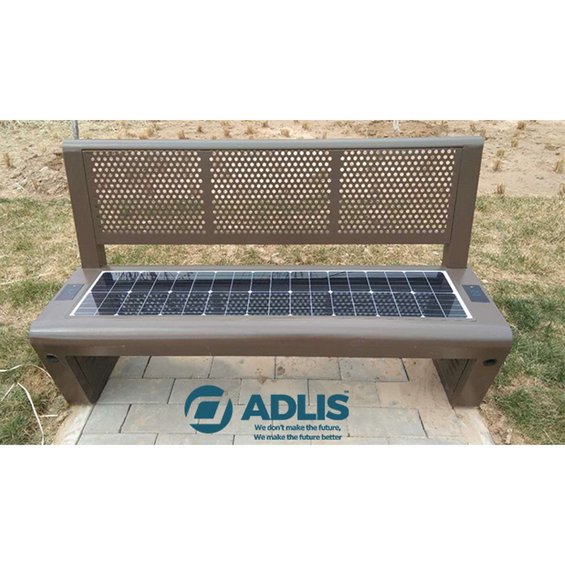 Неръждаема стомана Перфектен дизайн Телефон зареждане Solar Smart Bench