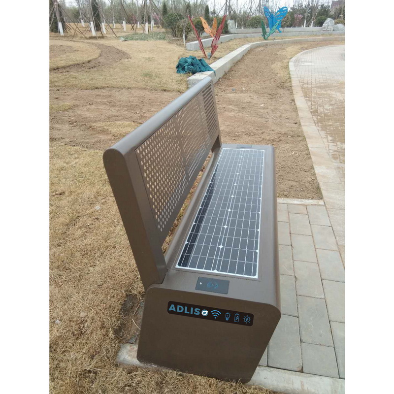 Неръждаема стомана Перфектен дизайн Телефон зареждане Solar Smart Bench
