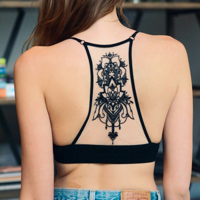 GA-5330 GRACE момиче татуировка Mesh Racerback Bralett на едро