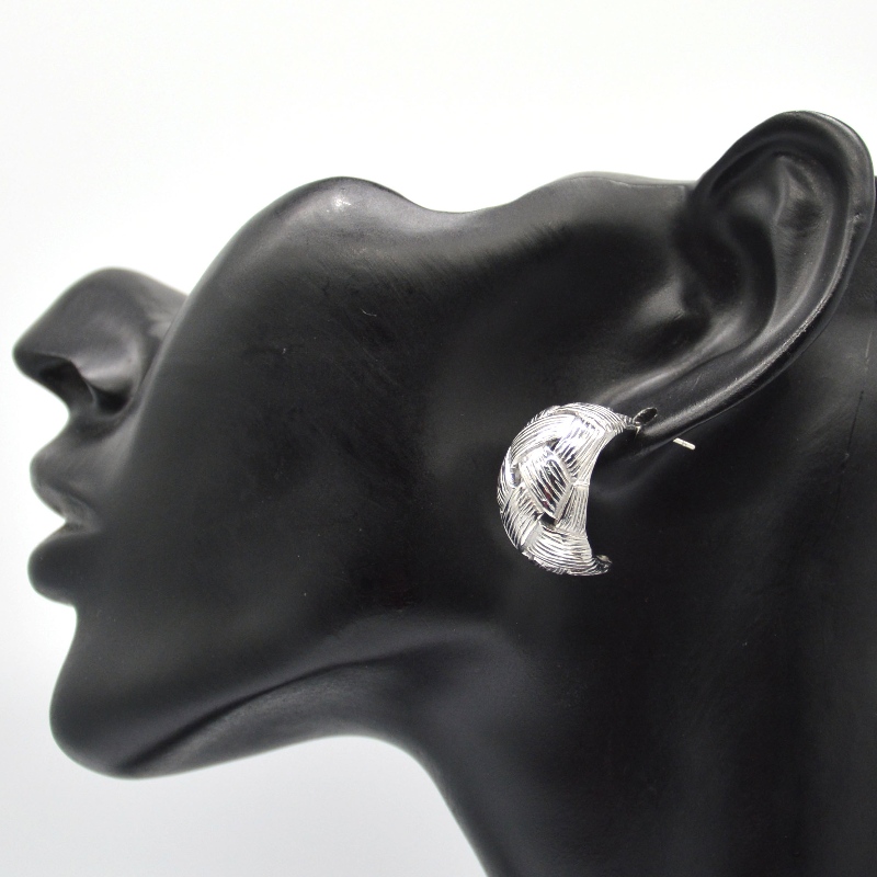 Сребърни обеци дамски кръгли гравирани обеци от кепър, Китайска фабрика за обработка на бижута Ruifanbao