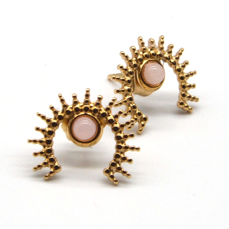 Позлатени обеци от ахат, дамски обеци от неръждаема стомана, дамски обеци Китай Ruifanbao фабрика за обработка на бижута