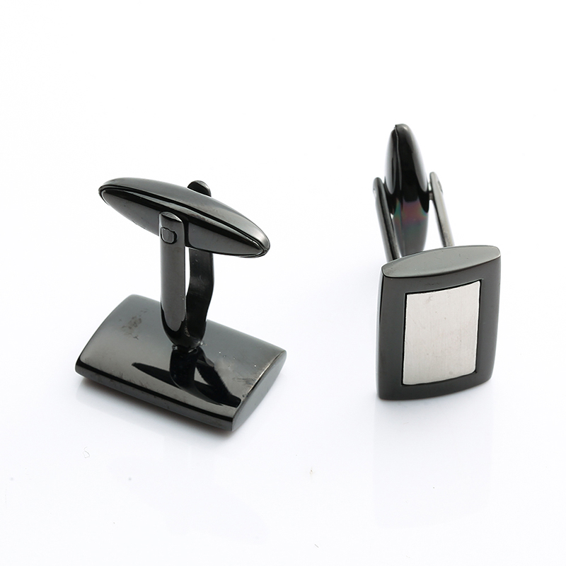 Маншети за копчета от неръждаема стомана с два тона с черно покритие