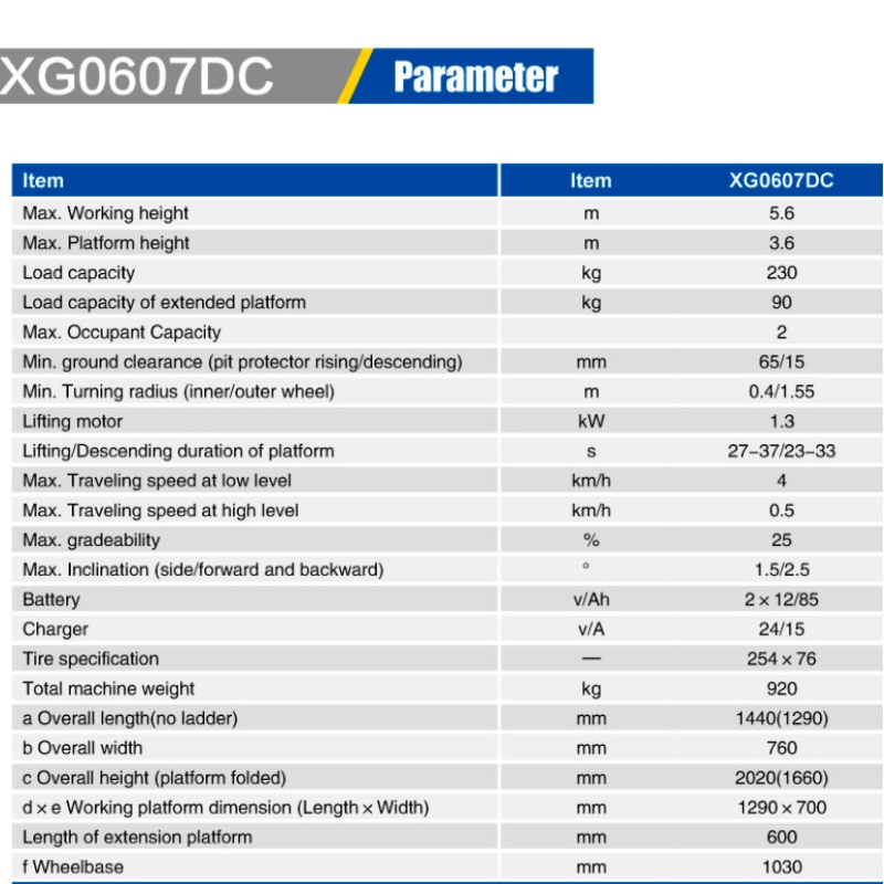 НОЖНИ ЛИФТОВЕ XG0607DC