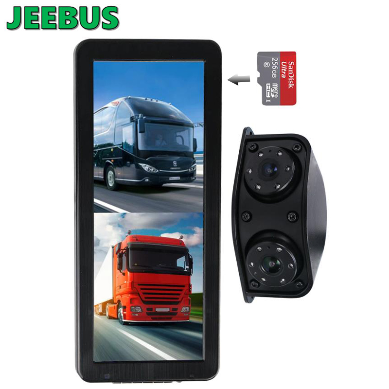 HD Водоустойчива камера за задно виждане за нощно виждане AHD Dual Video Dash Cam Mirror DVR Monitor System for Bus