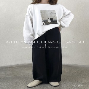 Съблазнителен дизайн, минималист в стил кръгла яка, стилът на стилът на стилът на усукания твърд цвят памук и лен, които са по поръ...