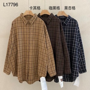 Свободно монтиран дизайн Minimalist Stylish Casual Solid color Striped Проверен за по-голям размер 1796 Lose Cheched Shirt