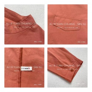 Loose- fitting sign Minimalist Stylish Casual Solid color Striped Cheched oversized 17833 Round Collar Shirt