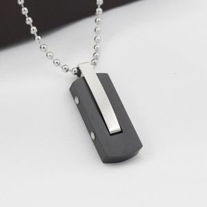 Търговия на едро с неръждаема стомана, двуцветна черна висулка колие