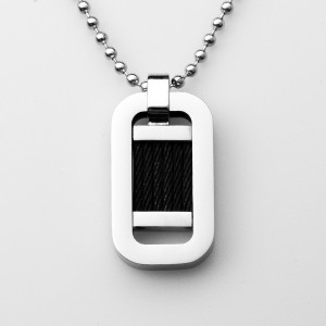 На едро неръждаема стомана двуцветна черна окачена огърлица от тел