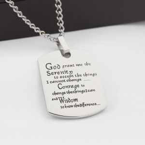 Неръждаема стомана Mens Womens Military Tag with Words Instipational Neaklace Dog Tagives Pendant