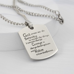 Неръждаема стомана Mens Womens Military Tag with Words Instipational Neaklace Dog Tagives Pendant