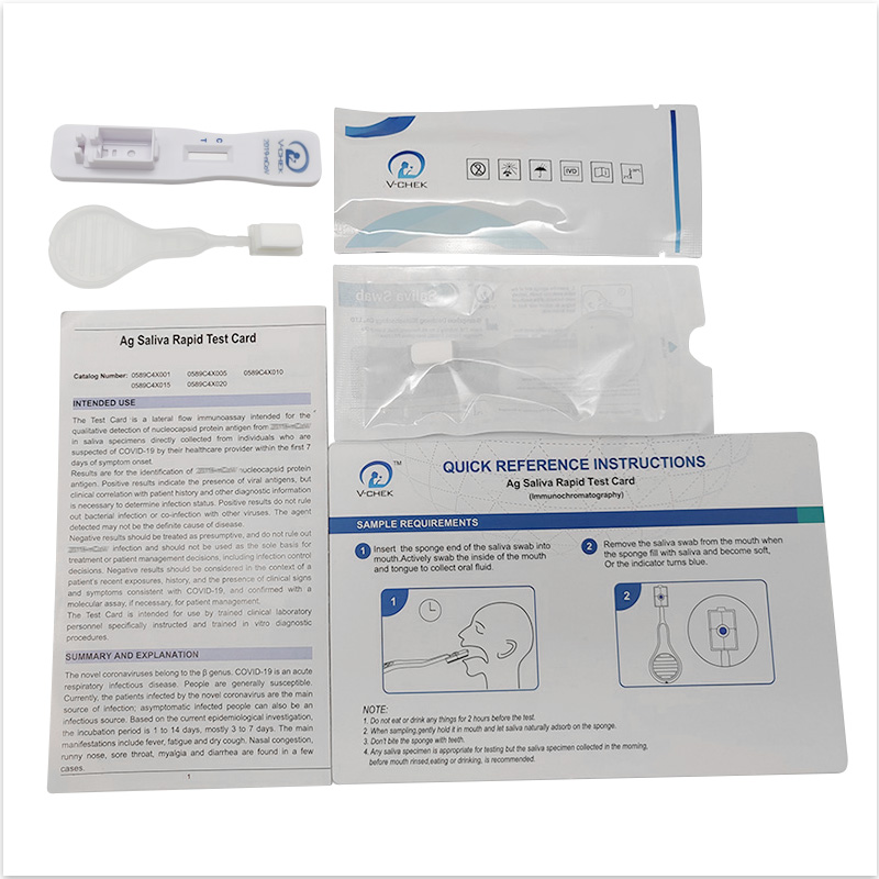 Комплект за бърз тест V-CHEK ™ 2019-nCoV Ag, лесен и прост тампон за слюнка