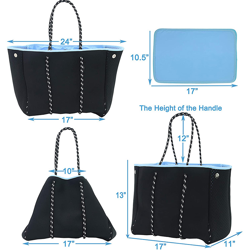 Моден дизайн Многофункционални модерниneoprene Beach Tote Bag Дамска чанта Tote Cross тялото рамо чанта голяма пазаруване неопрен чанта