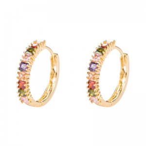 Инс Европейска и американска личност Преувеличени квадратни цирконови обеци обеци женски чиста мед позлатена микро-инкрустация...