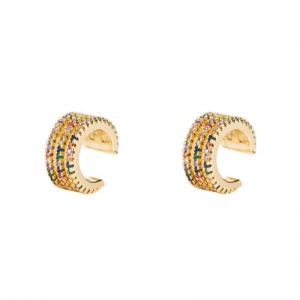 Инс нови европейски и американски мъжки и женски костучески клип мед микро-инкруст цвят цирконий просто ухо клип без пробиване н...