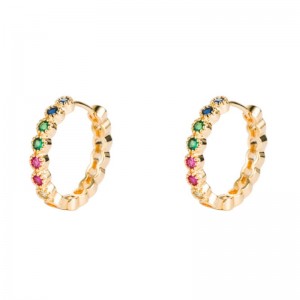 Инс европейски и американски ниши обеци, медни микро-инкрустирани цирконови обеци, зелен цвят галваничък цвят цирконий големи об...