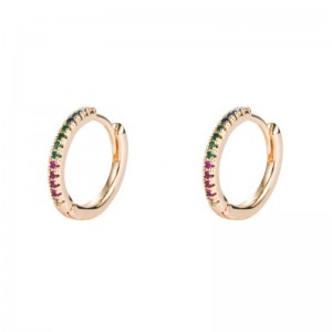 Европейски и американски личност моден студен вятър леко инкрустиран цвят zircon месингови позлатени ухо ключалка кръг обици хип х...