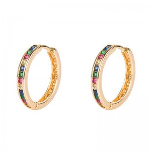 Инс европейски и американски цветни обици на кръга, обици на малък кръг, геометрични обеци, женски цвят диамантени хип-хоп обеци о...